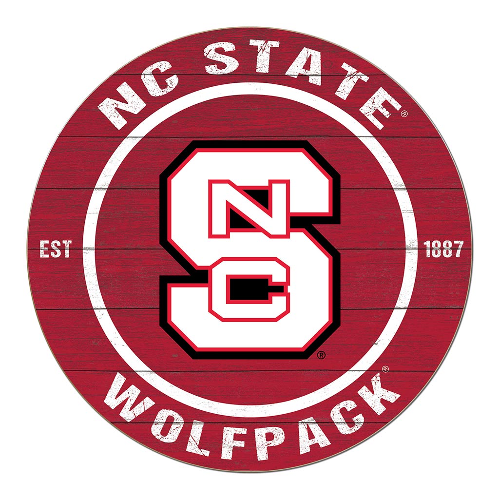 20x20 Weathered Colored Circle North Carolina State Wolfpack
