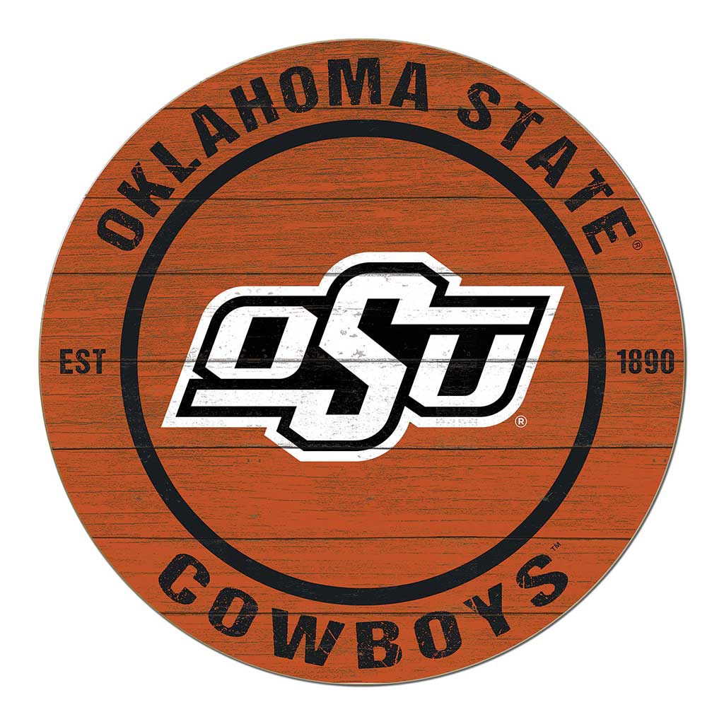 20x20 Weathered Colored Circle Oklahoma State Cowboys