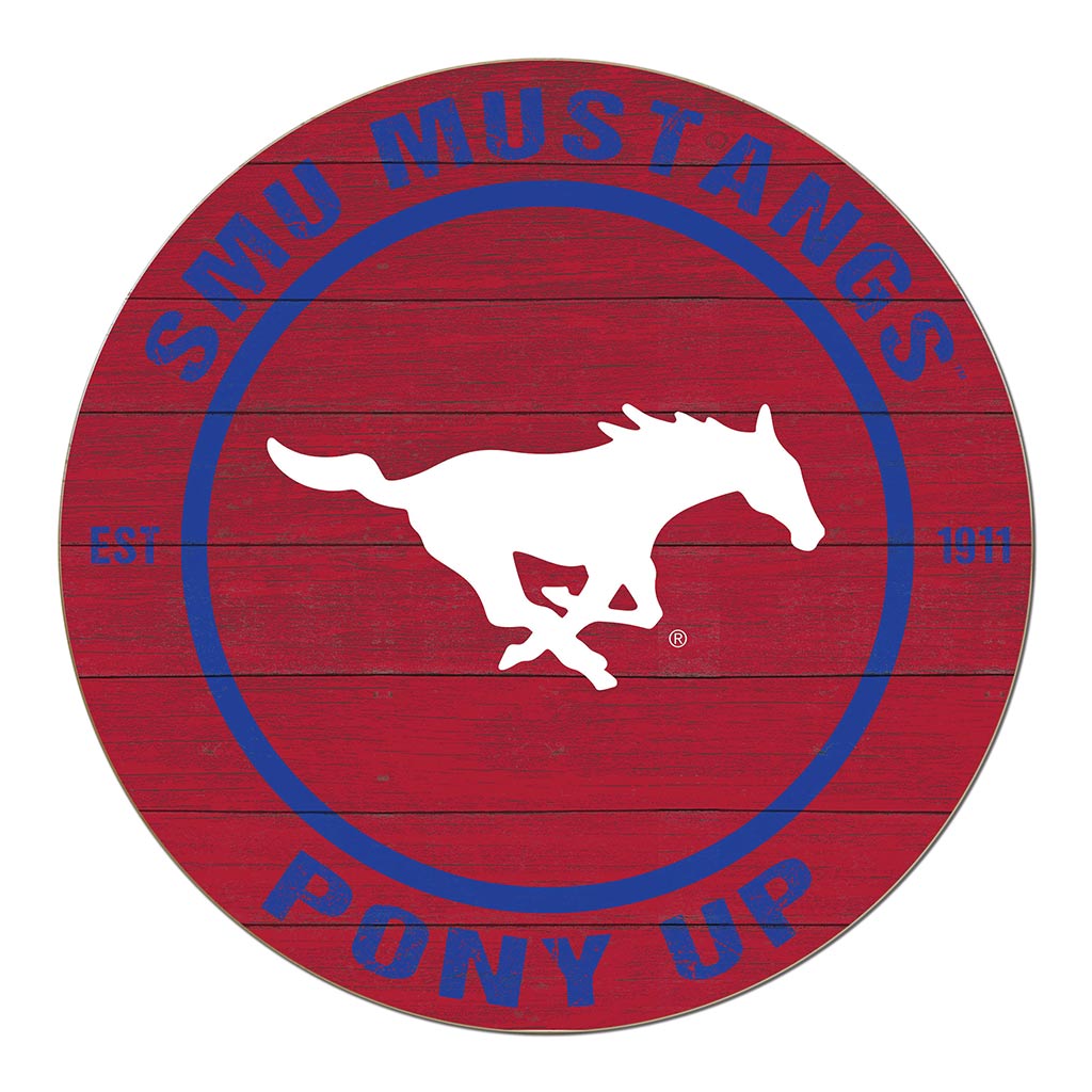 20x20 Weathered Colored Circle Southern Methodist Mustangs