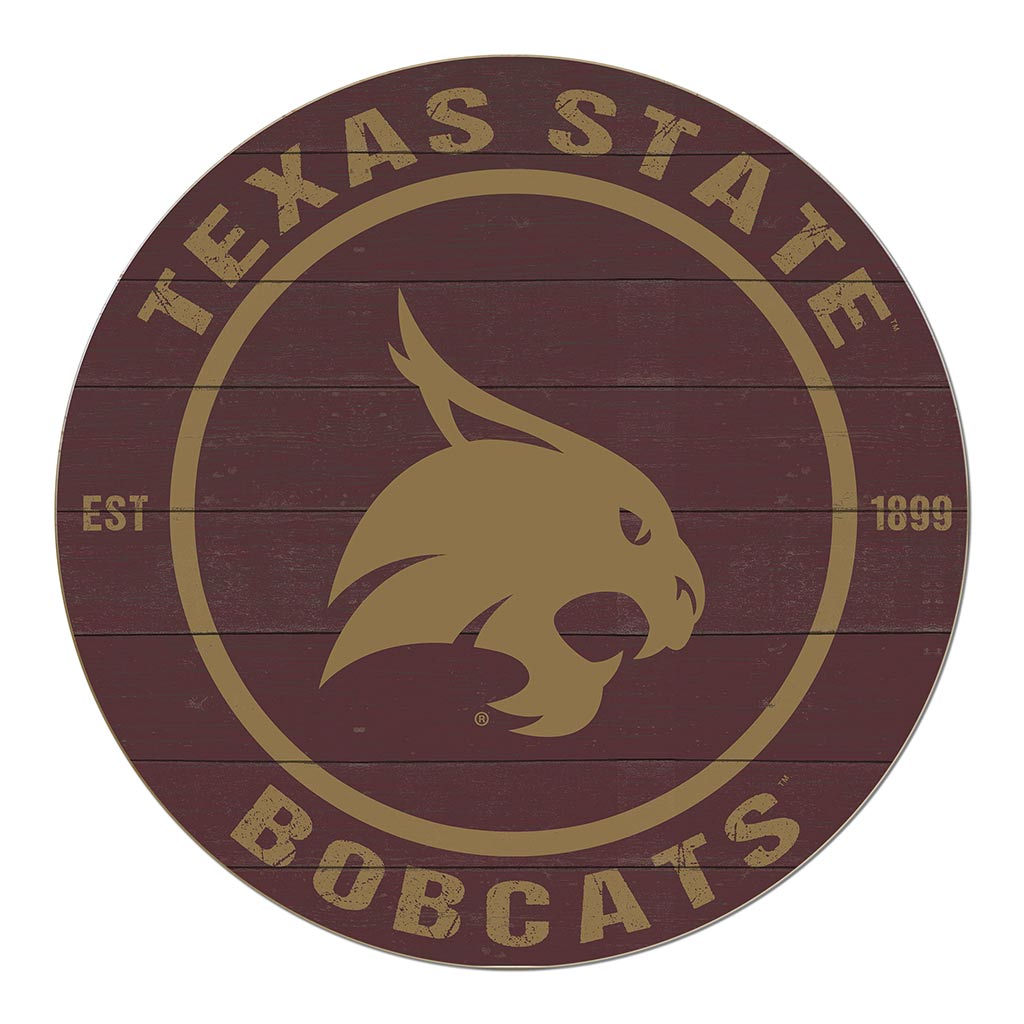 20x20 Weathered Colored Circle Texas State Bobcats