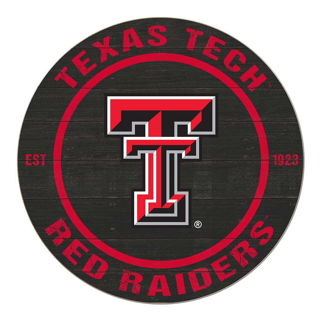 20x20 Weathered Colored Circle Texas Tech Red Raiders