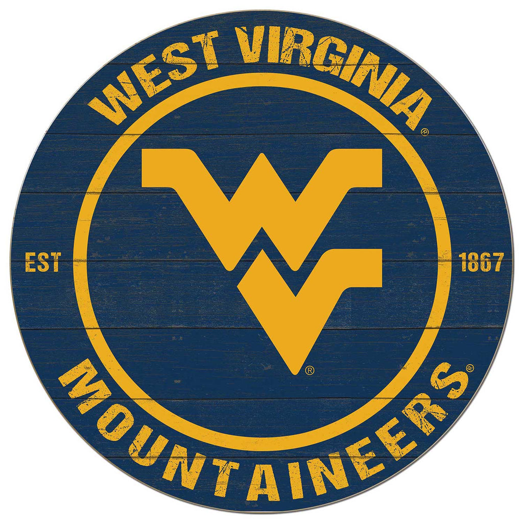 20x20 Weathered Colored Circle West Virginia Mountaineers