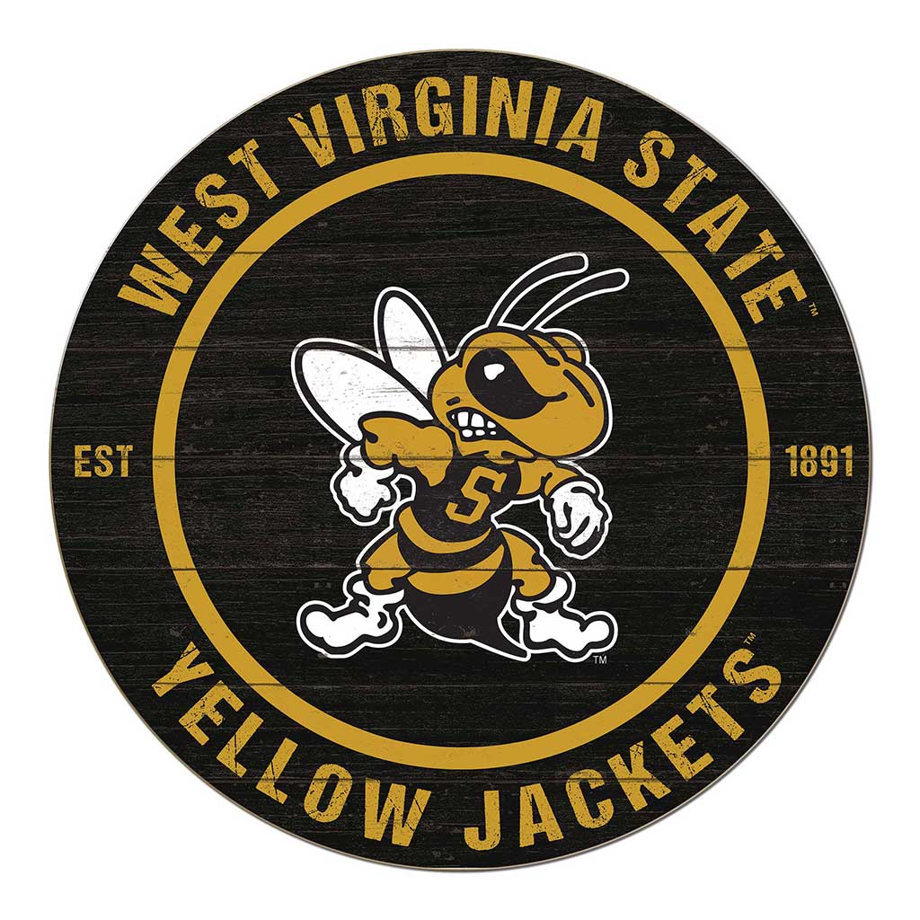 20x20 Weathered Colored Circle West Virginia State Yellow Jackets