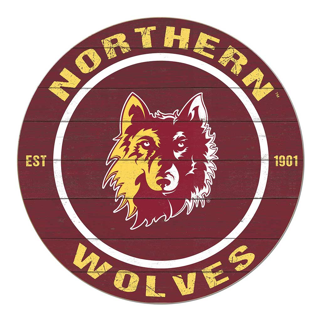 20x20 Weathered Colored Circle Northern State University Wolves