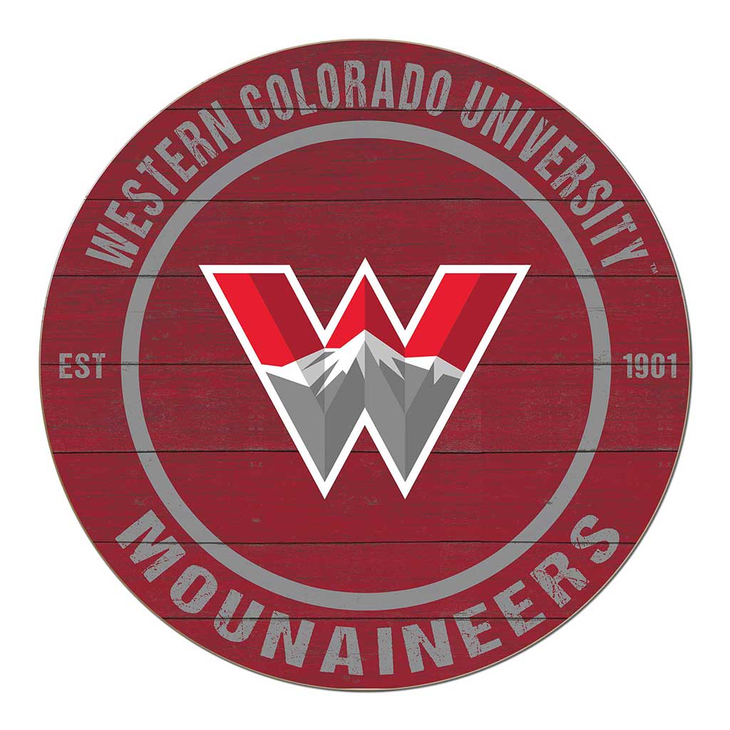 20x20 Weathered Colored Circle Western State Colorado University Mountaineers