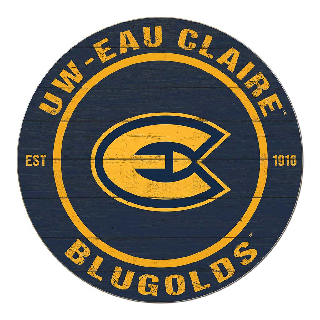 20x20 Weathered Colored Circle Eau Claire University Blugolds