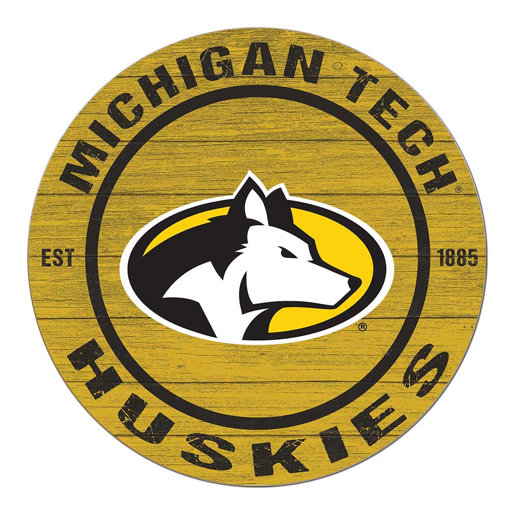 20x20 Weathered Colored Circle Michigan Tech University Huskies