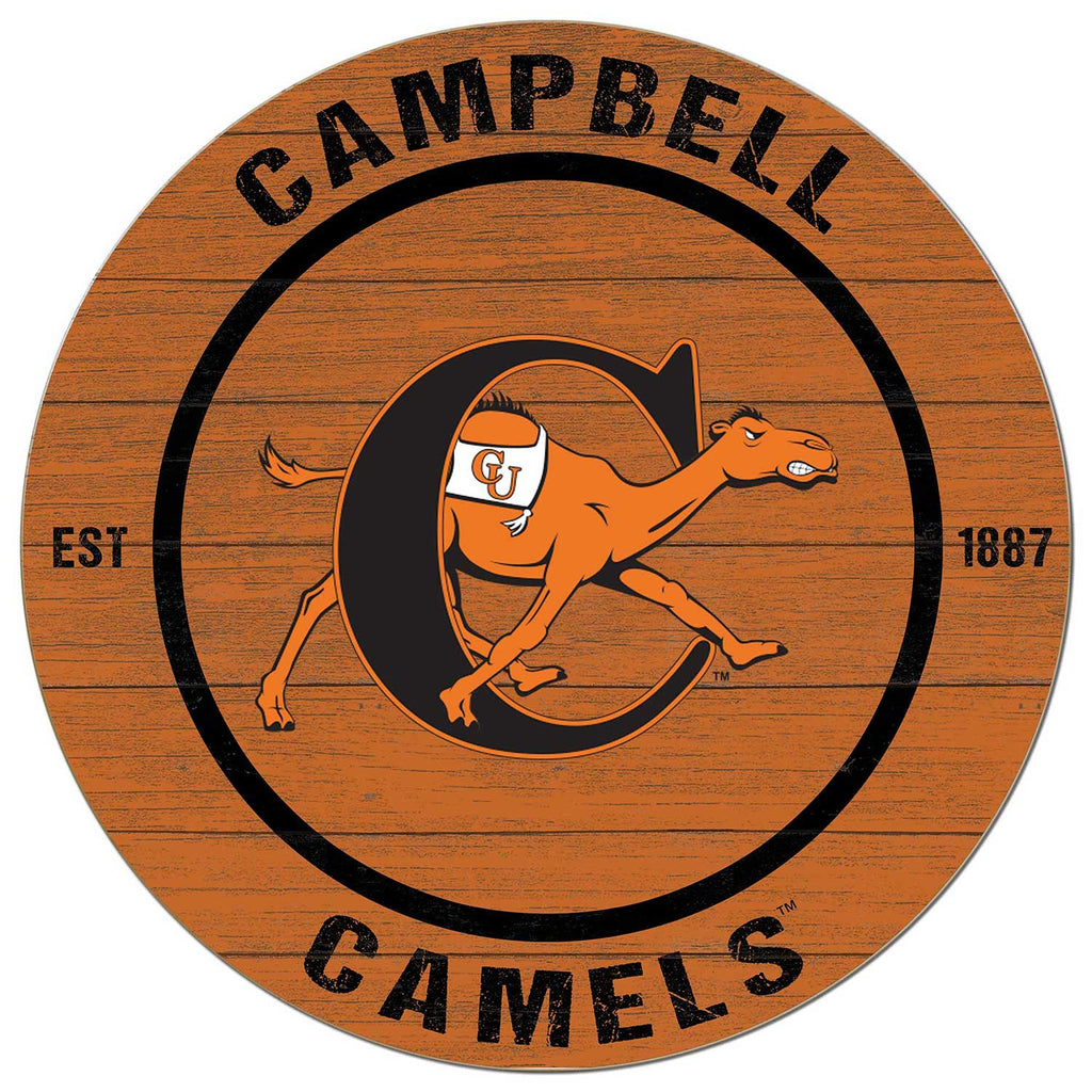 20x20 Weathered Colored Circle Campbell University Fighting Camels