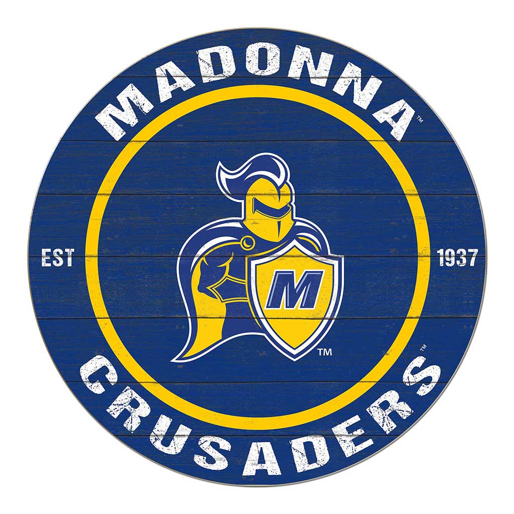 20x20 Weathered Colored Circle Madonna University CRUSADERS