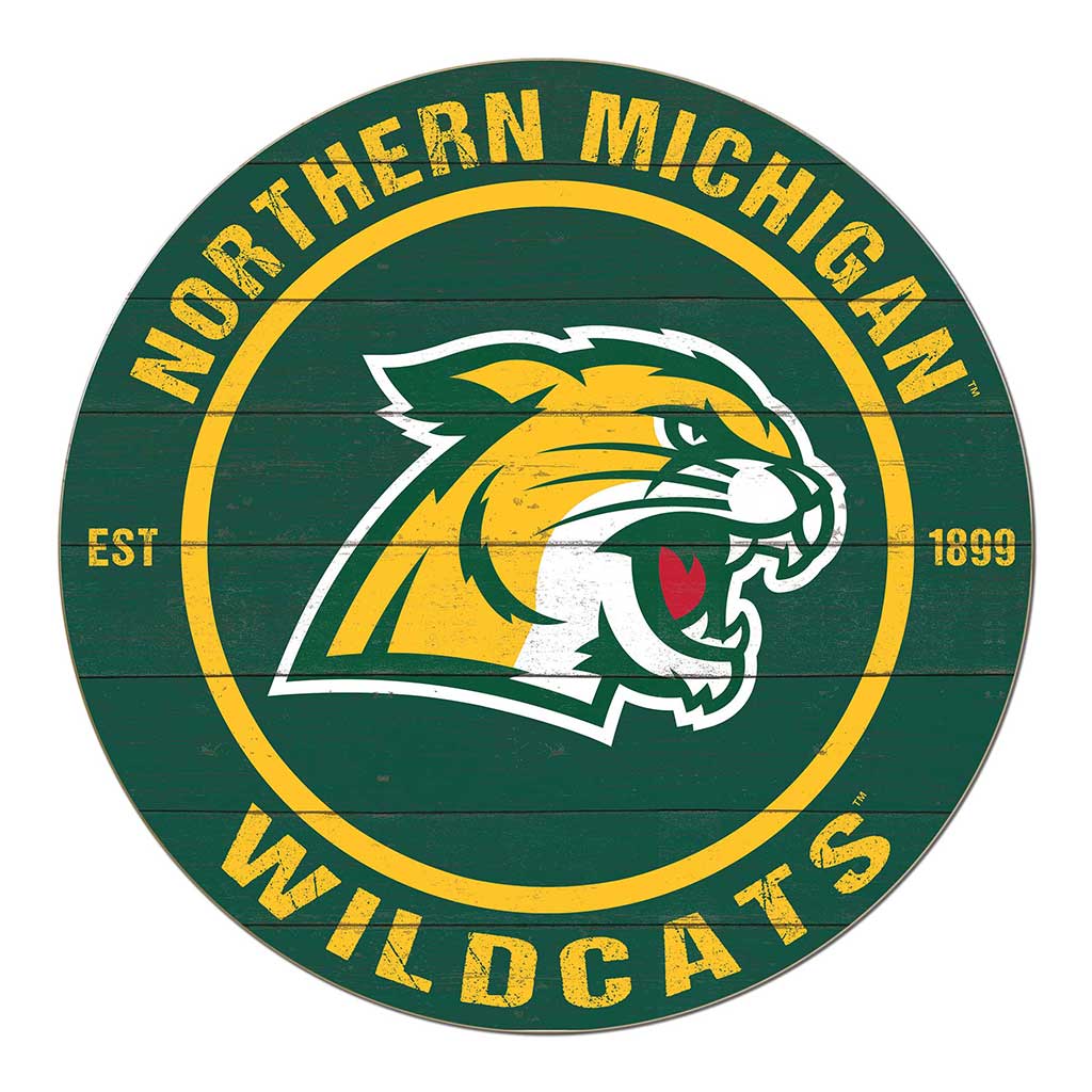20x20 Weathered Colored Circle Northern Michigan University Wildcats