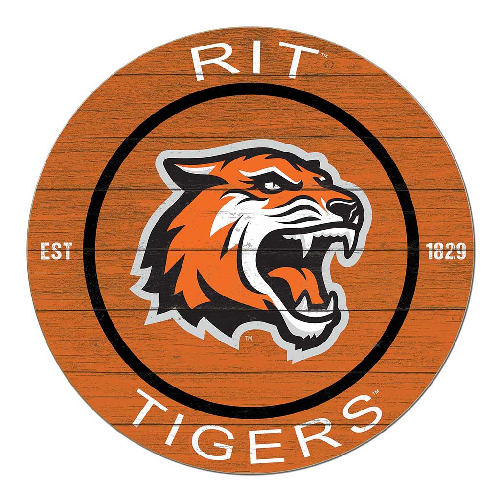 20x20 Weathered Colored Circle Rochester Institute of Technology Tigers