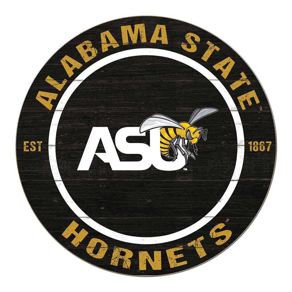 20x20 Weathered Colored Circle Alabama State HORNETS