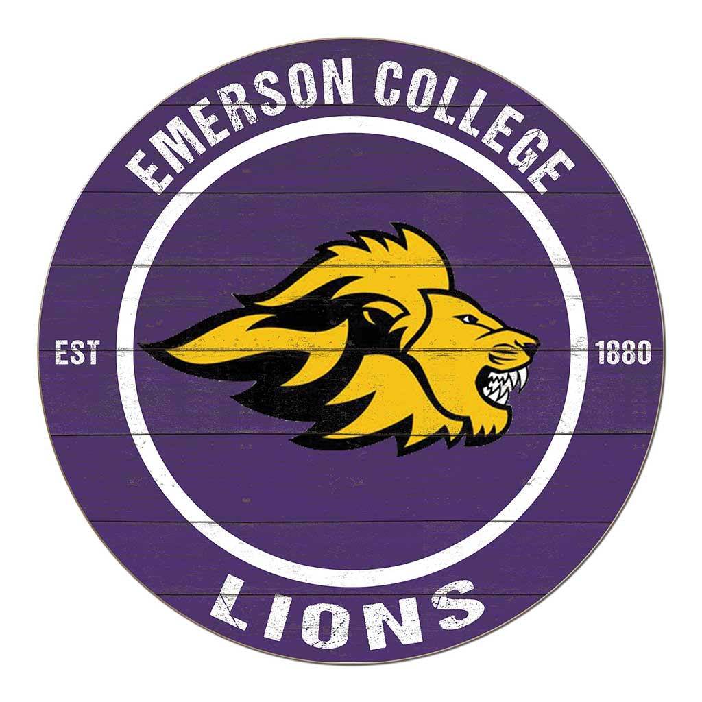 20x20 Weathered Colored Circle Emerson College Lions