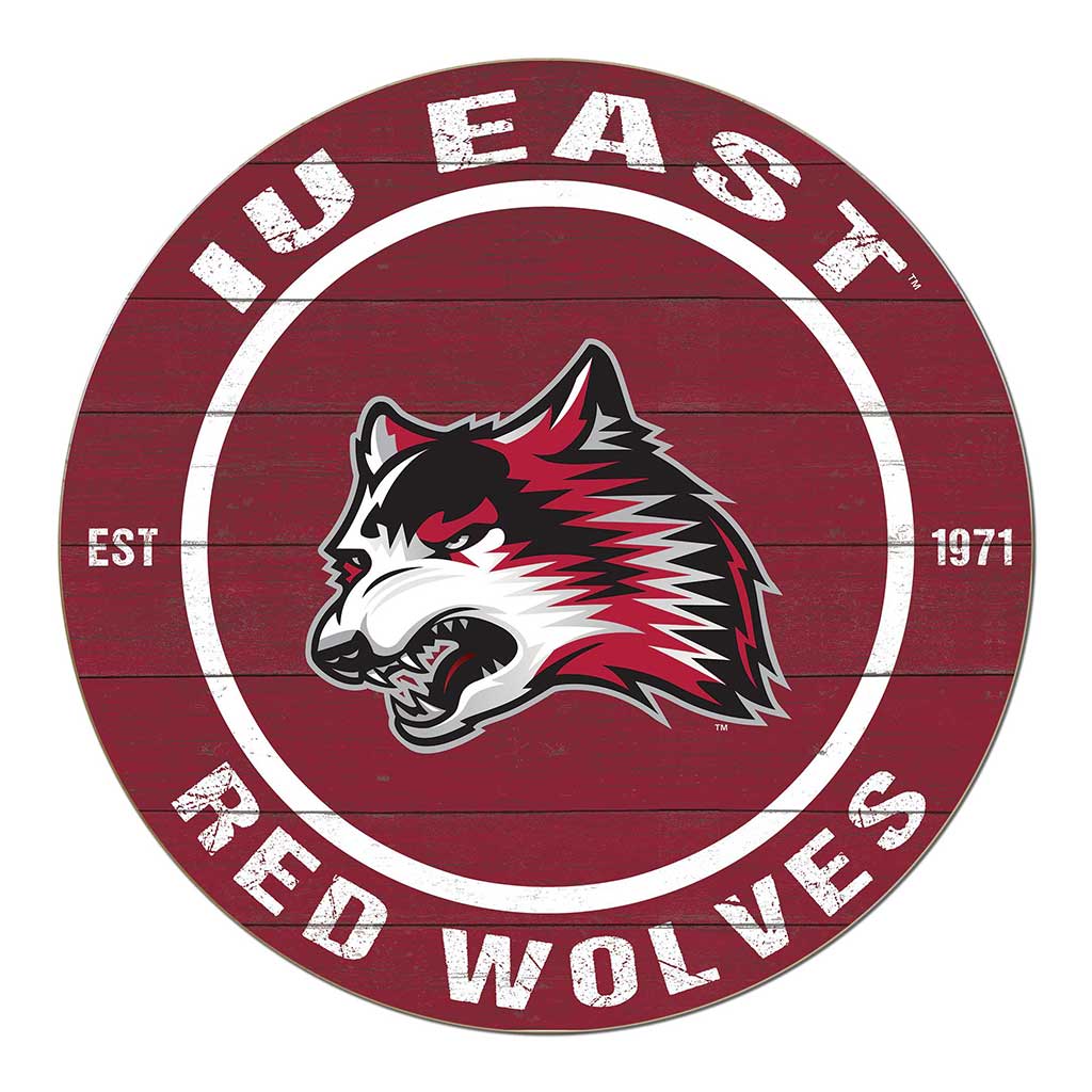 20x20 Weathered Colored Circle Indiana University East Red Wolves