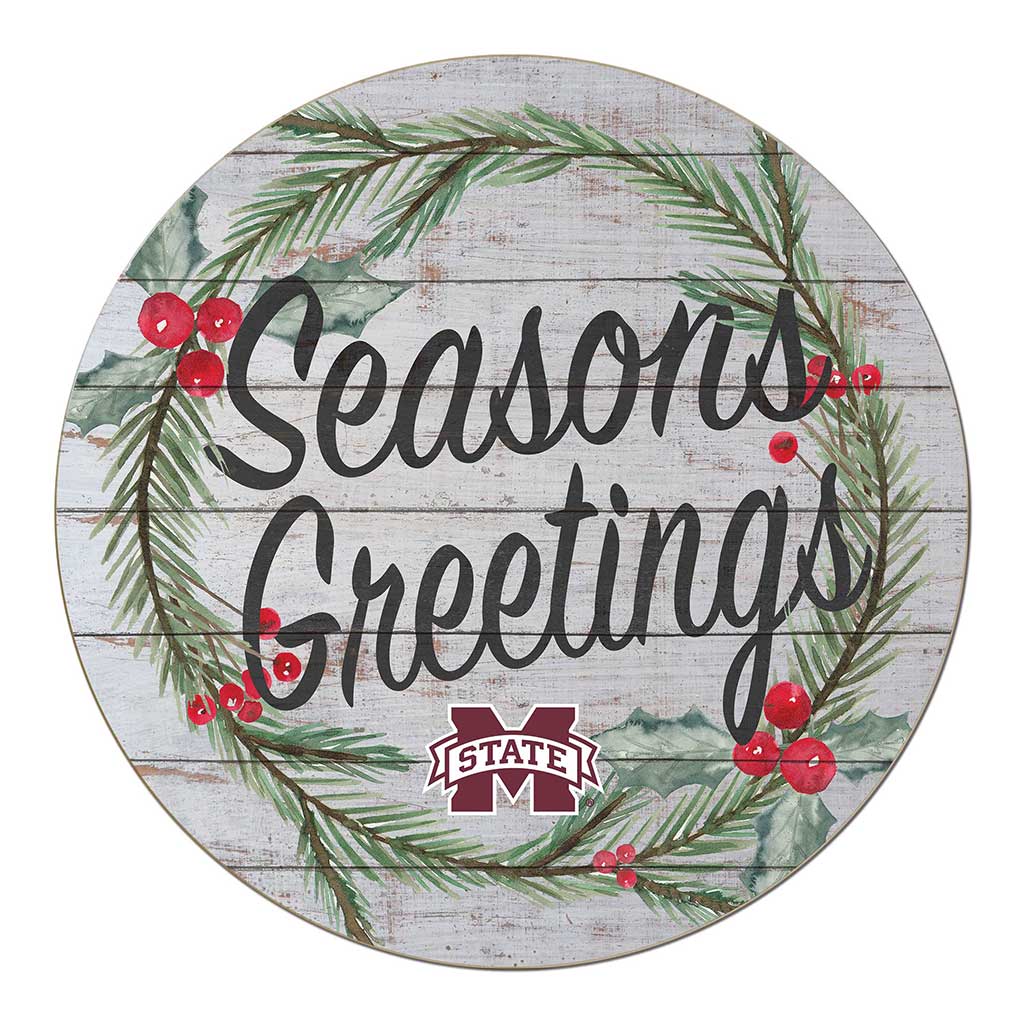 20x20 Weathered Seasons Greetings Mississippi State Bulldogs