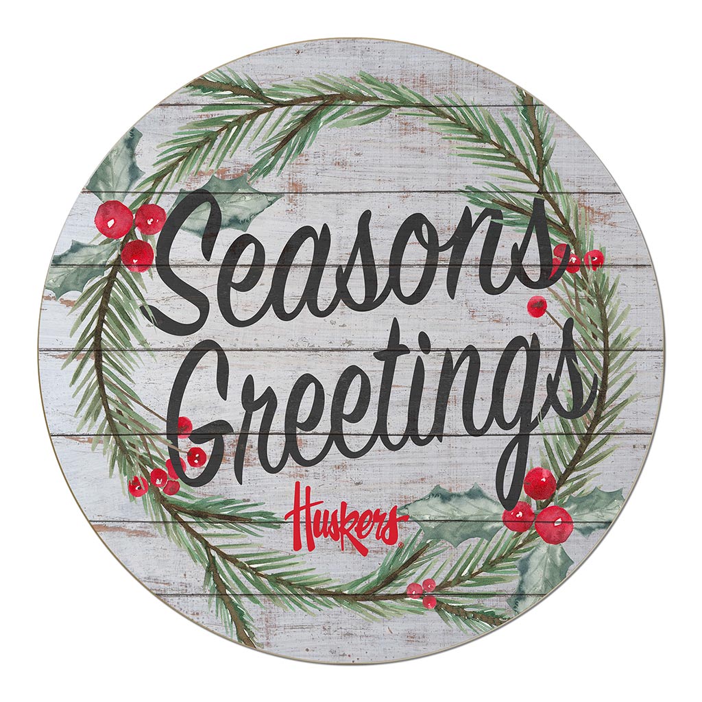 20x20 Weathered Seasons Greetings Nebraska Cornhuskers