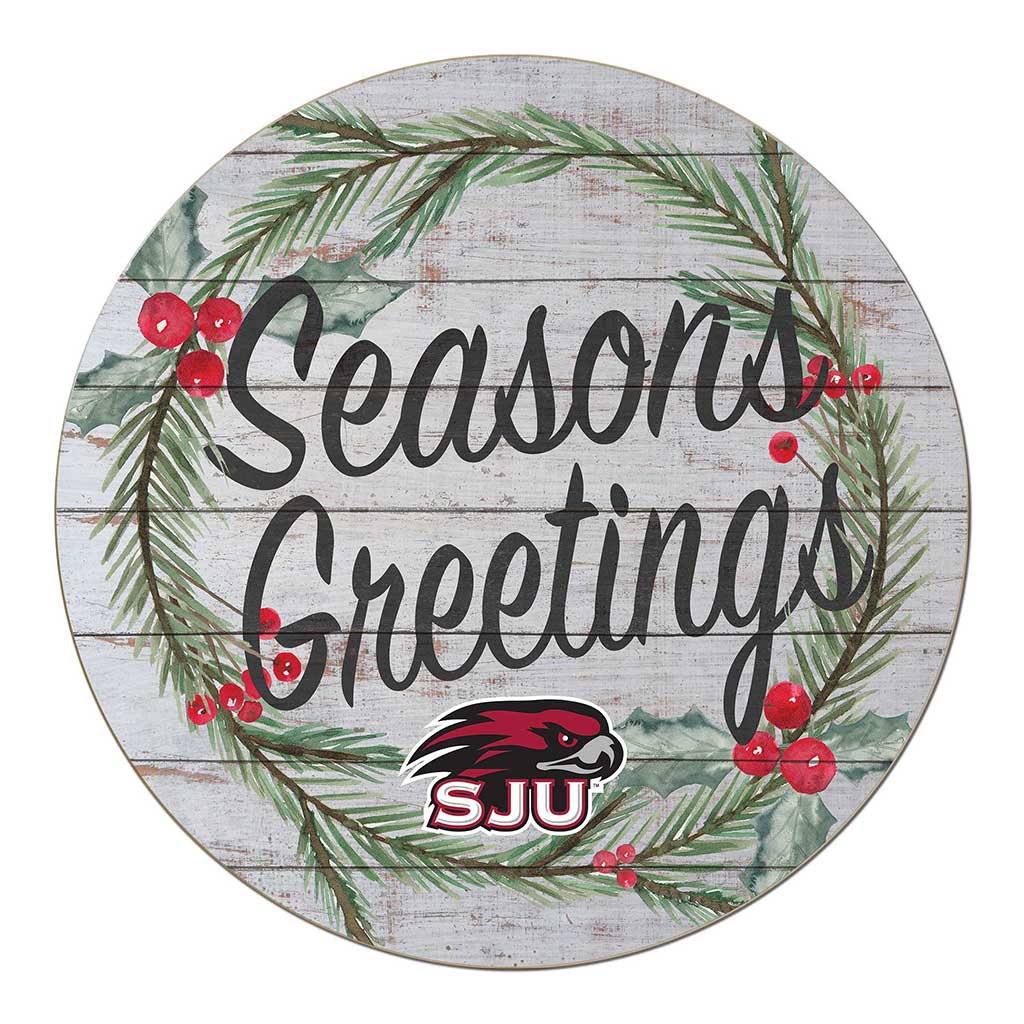 20x20 Weathered Seasons Greetings Saint Joseph's Univ Hawks