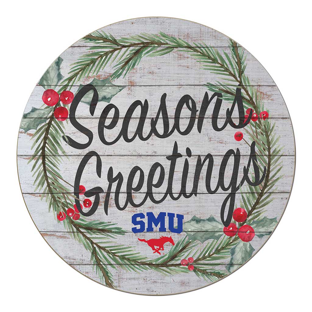 20x20 Weathered Seasons Greetings Southern Methodist Mustangs