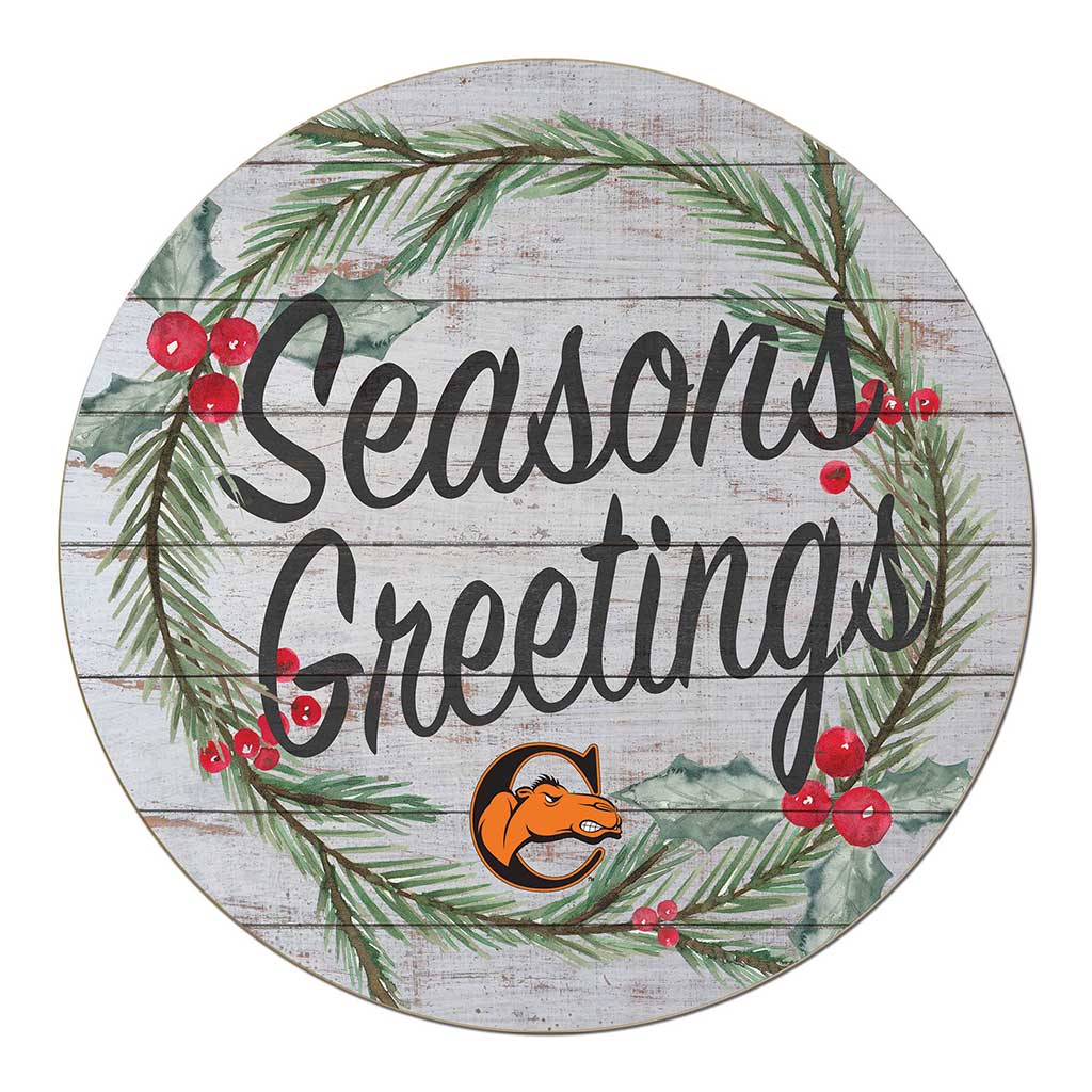 20x20 Weathered Seasons Greetings Campbell University Fighting Camels