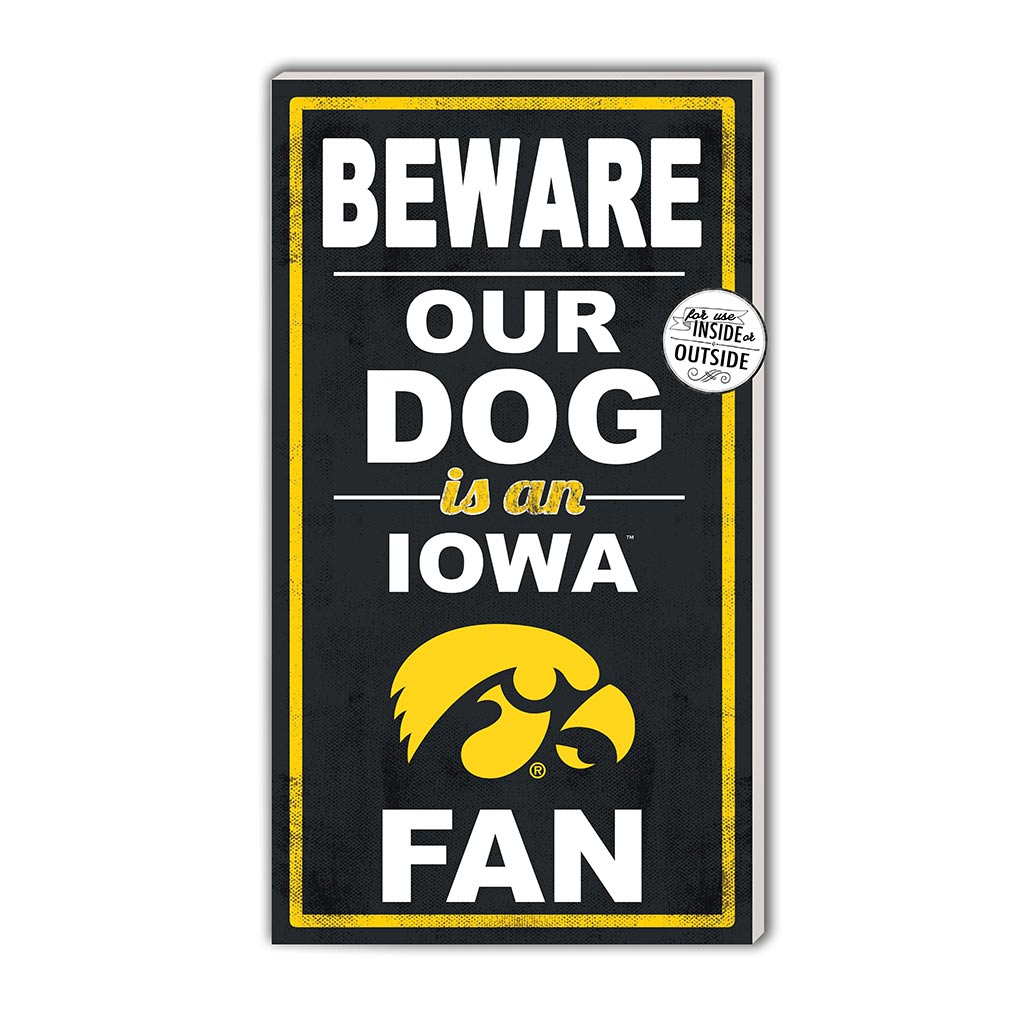 11x20 Indoor Outdoor Sign BEWARE of Dog Iowa Hawkeyes