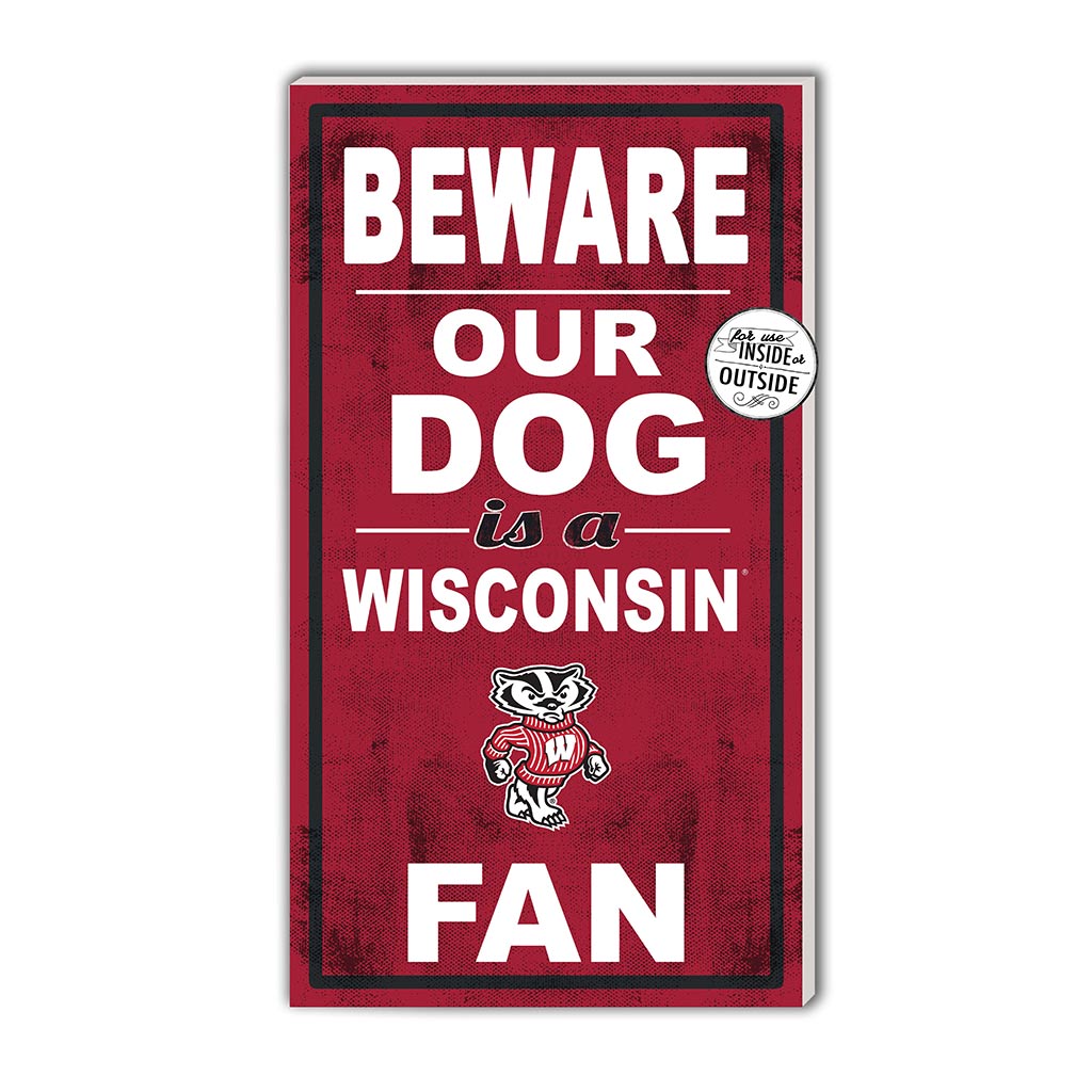 11x20 Indoor Outdoor Sign BEWARE of Dog Wisconsin Badgers