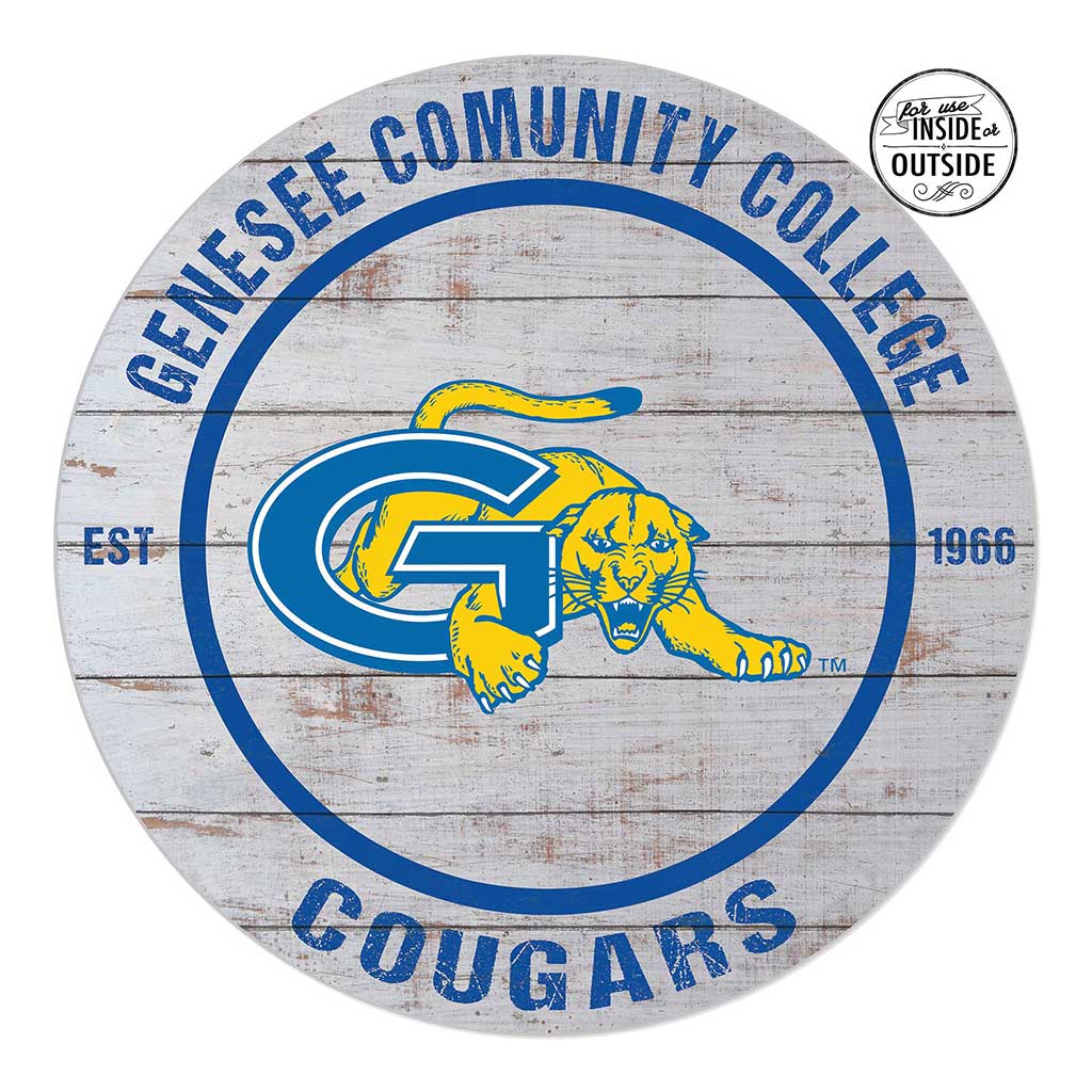 20x20 Indoor Outdoor Weathered Circle Genessee Community College Cougars
