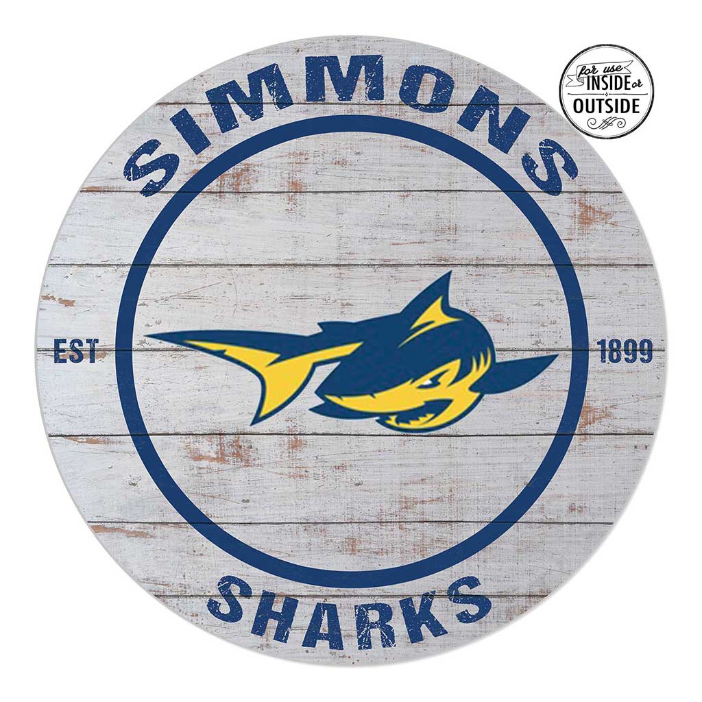 20x20 Indoor Outdoor Weathered Circle Simmons College Sharks