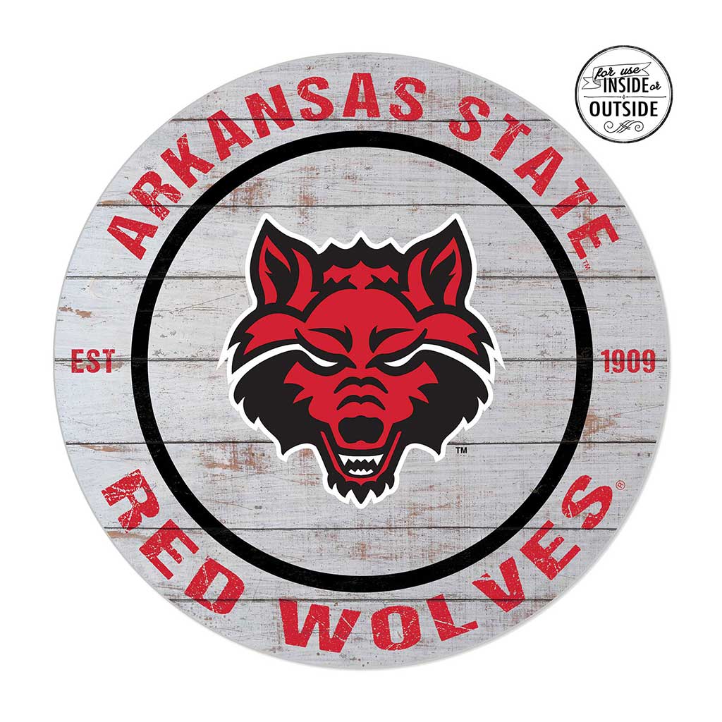 20x20 Indoor Outdoor Weathered Circle Arkansas State Red Wolves