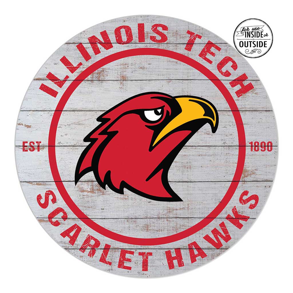 20x20 Indoor Outdoor Weathered Circle Illinois Institute of Technology Scarlet Hawks