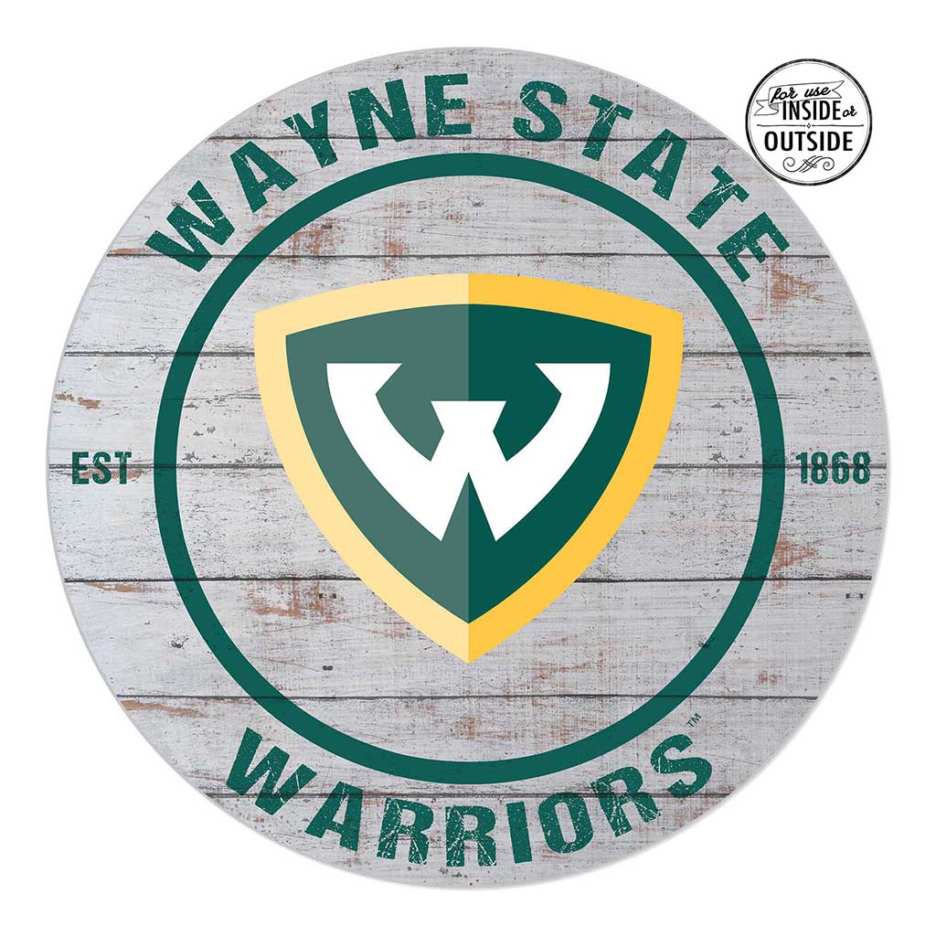 20x20 Indoor Outdoor Weathered Circle Wayne State University Warriors