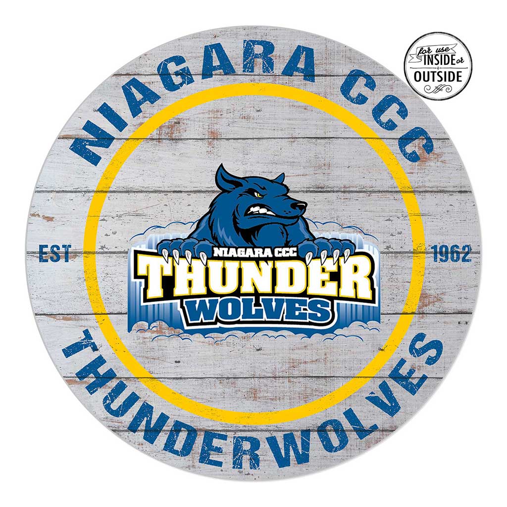 20x20 Indoor Outdoor Weathered Circle Niagara County Community College Thunder Wolves