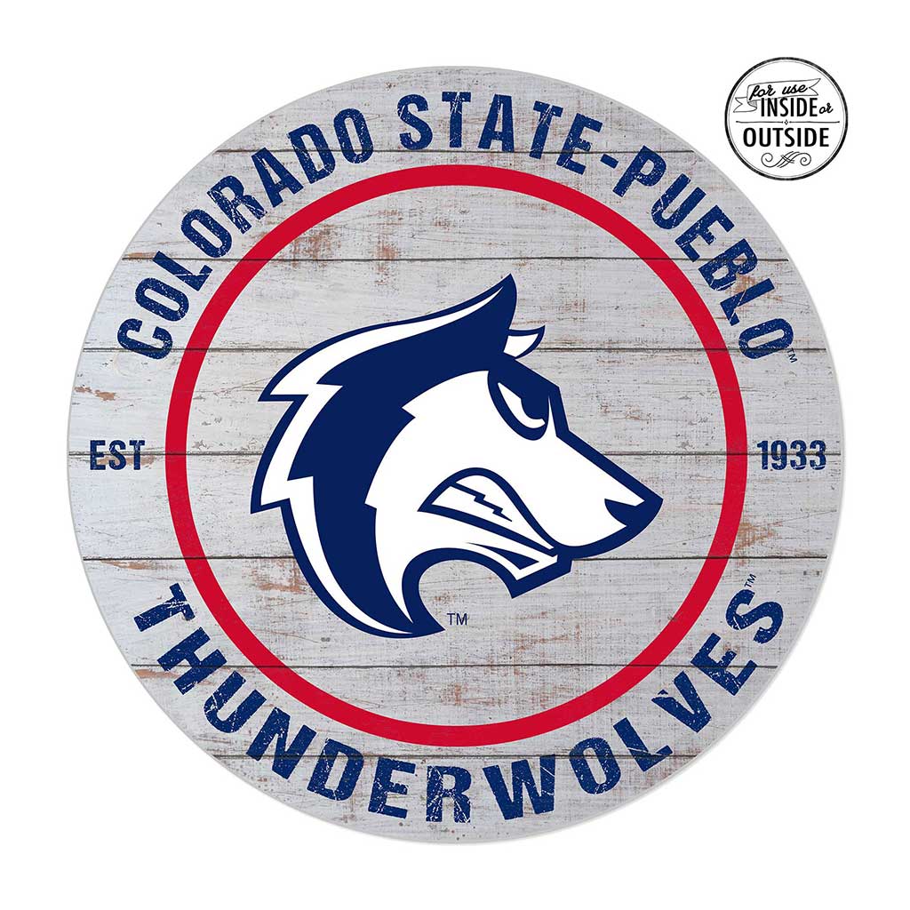 20x20 Indoor Outdoor Weathered Circle Colorado State-Pueblo Thunder Wolves