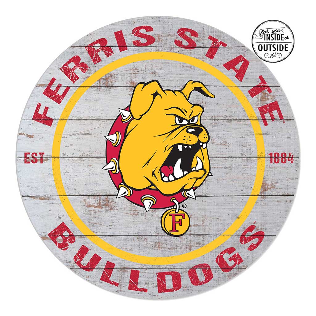 20x20 Indoor Outdoor Weathered Circle Ferris State Bulldogs