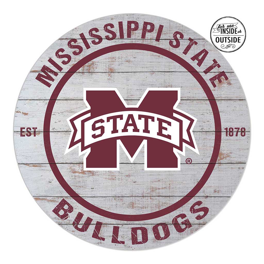 20x20 Indoor Outdoor Weathered Circle Mississippi State Bulldogs