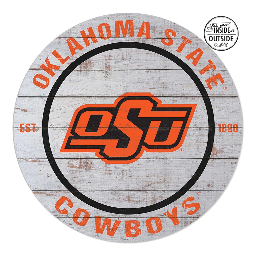 20x20 Indoor Outdoor Weathered Circle Oklahoma State Cowboys
