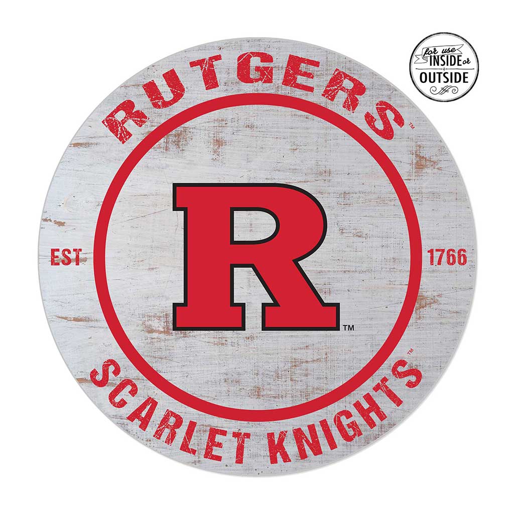 20x20 Indoor Outdoor Weathered Circle Rutgers Scarlet Knights