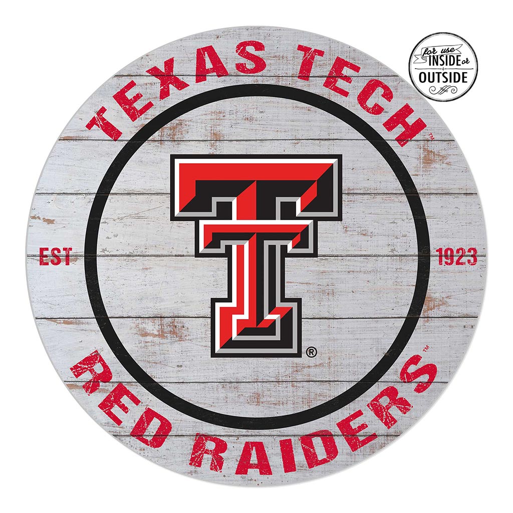20x20 Indoor Outdoor Weathered Circle Texas Tech Red Raiders