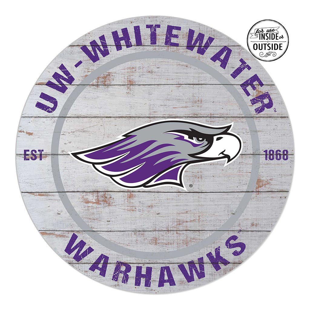 20x20 Indoor Outdoor Weathered Circle University of Wisconsin Whitewater Warhawks