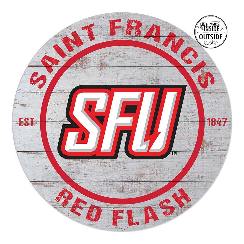 20x20 Indoor Outdoor Weathered Circle Saint Francis Red Flash