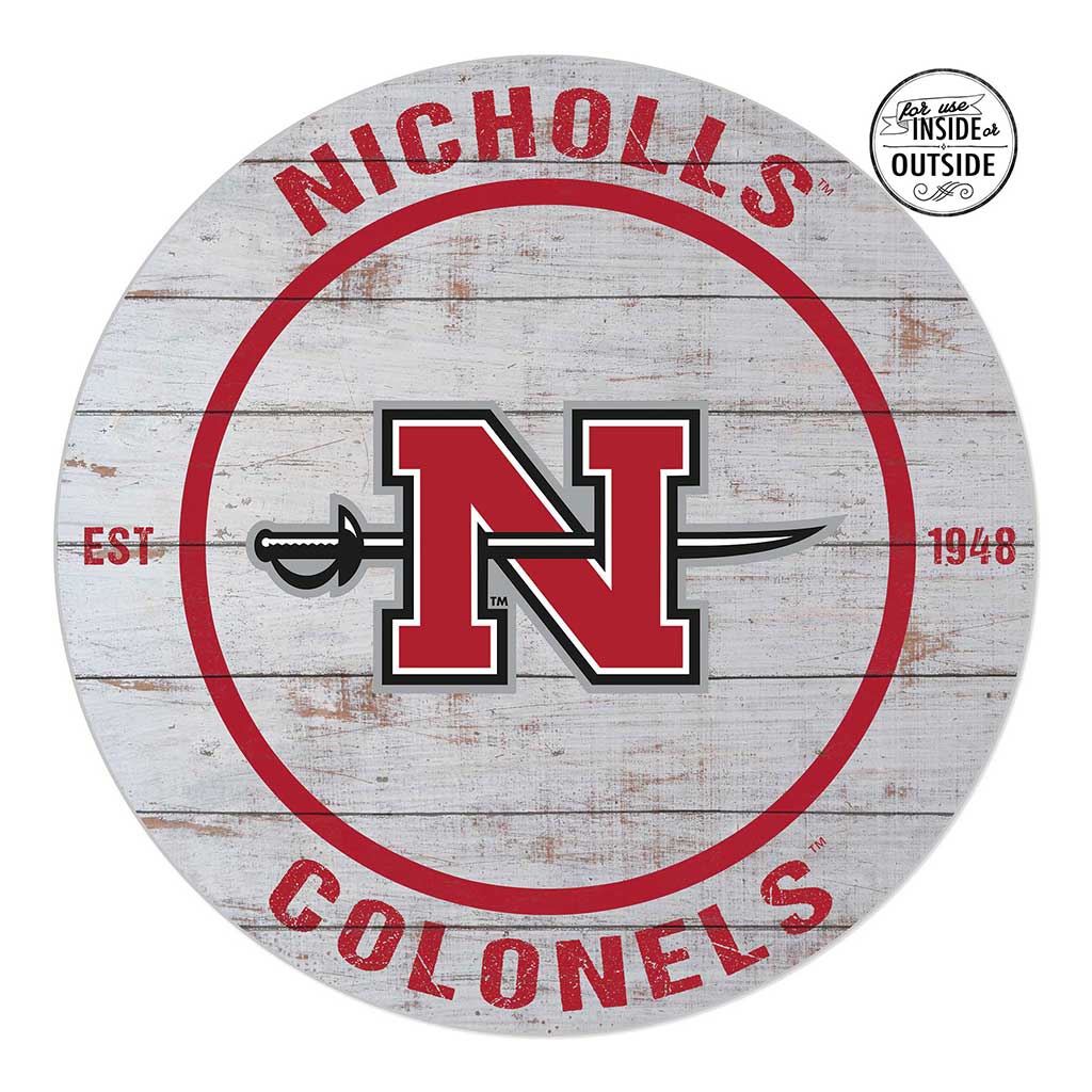 20x20 Indoor Outdoor Weathered Circle Nicholls State Colonels