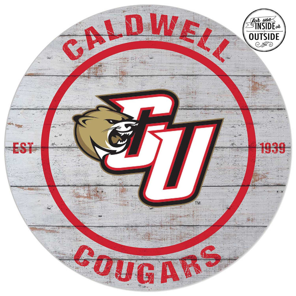 20x20 Indoor Outdoor Weathered Circle Caldwell University COUGARS