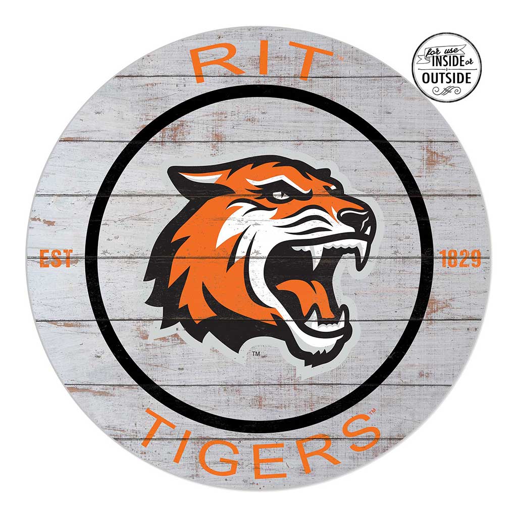 20x20 Indoor Outdoor Weathered Circle Rochester Institute of Technology Tigers