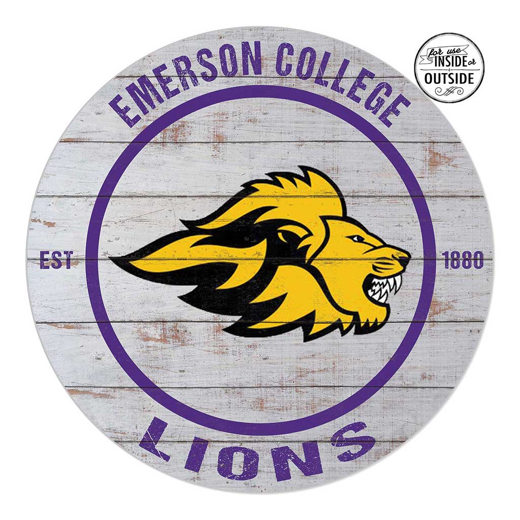 20x20 Indoor Outdoor Weathered Circle Emerson College Lions