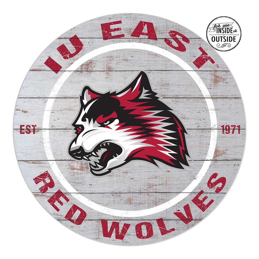 20x20 Indoor Outdoor Weathered Circle Indiana University East Red Wolves