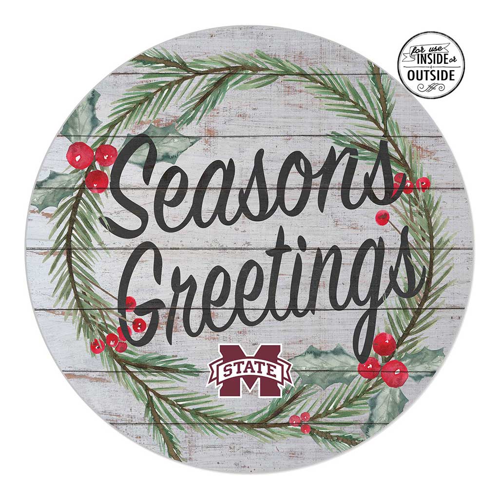 20x20 Indoor Outdoor Seasons Greetings Sign Mississippi State Bulldogs
