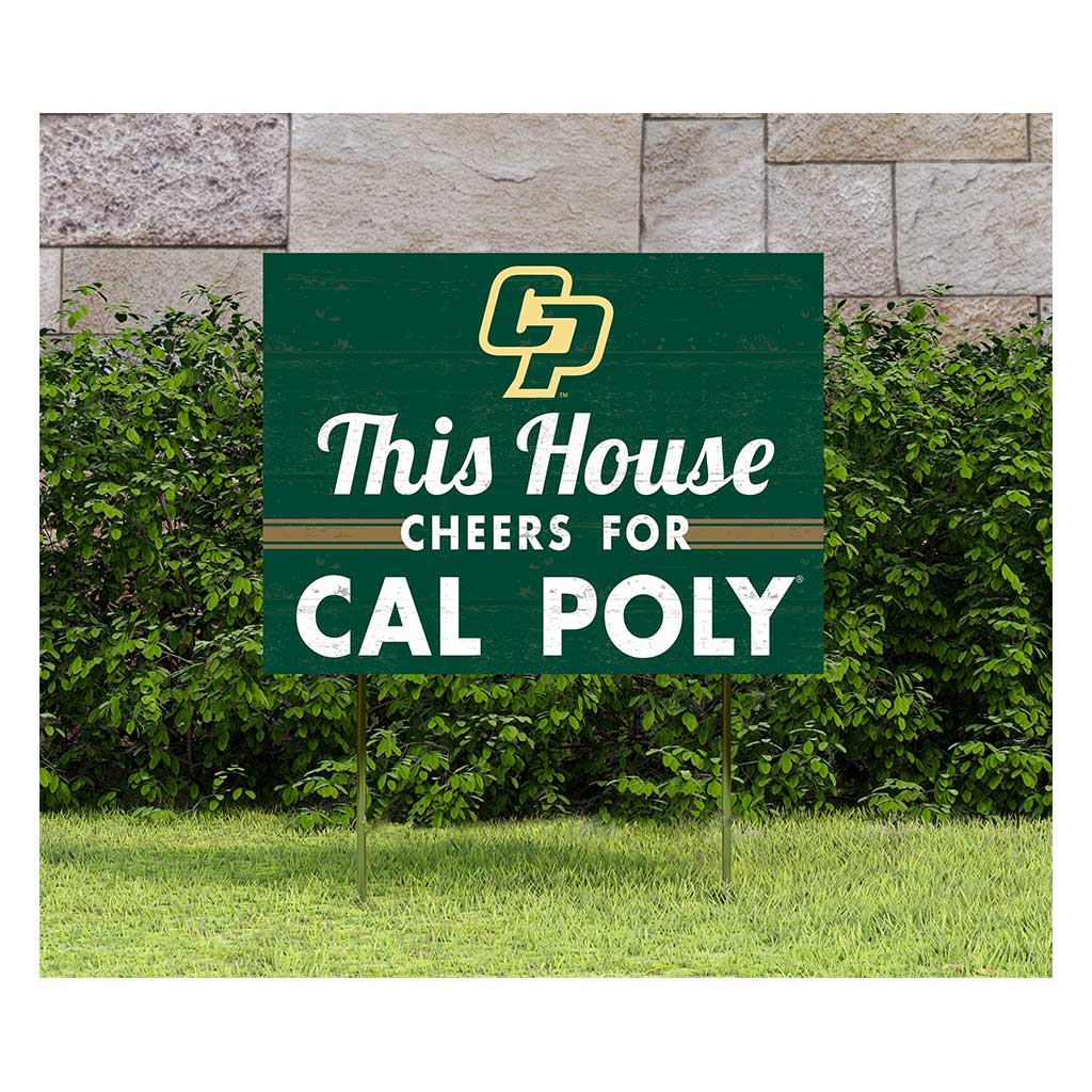 18x24 Lawn Sign This House Cheers California Polytechnic State Mustangs