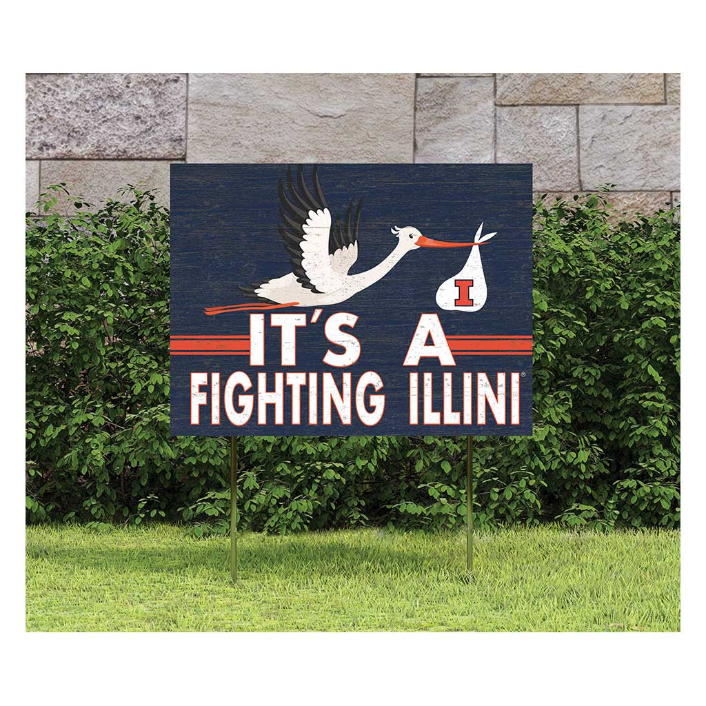 18x24 Lawn Sign Stork Yard Sign It's A Illinois Fighting Illini