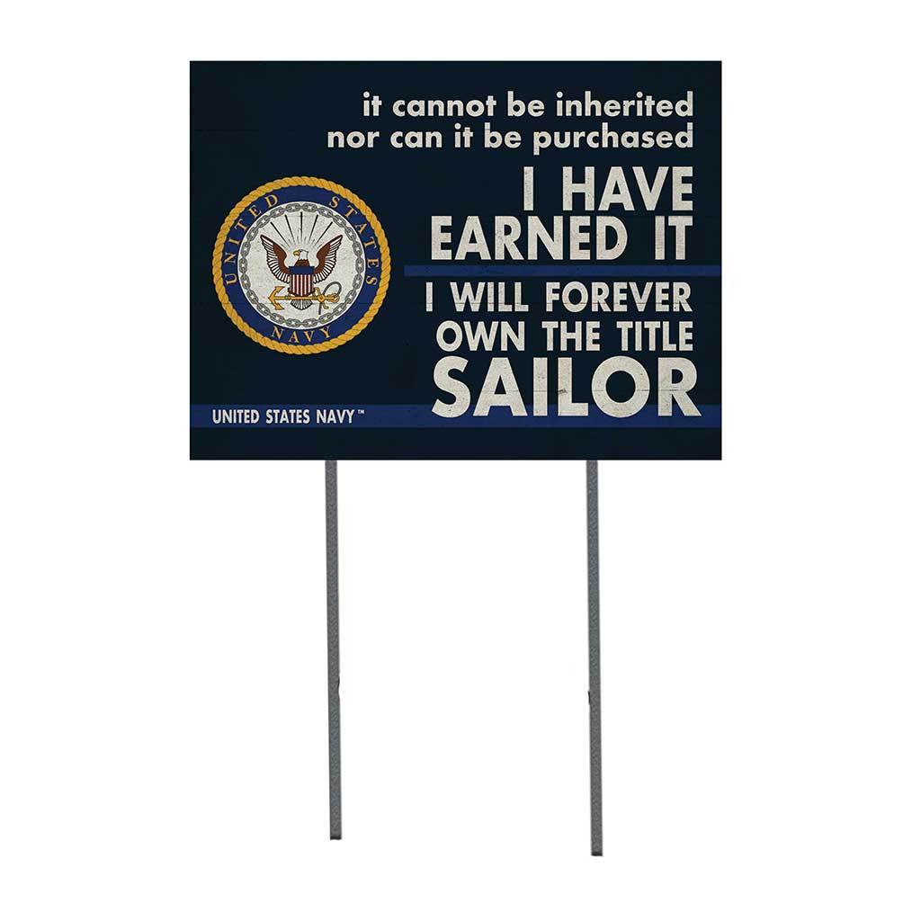 Earned it Navy Lawn Sign