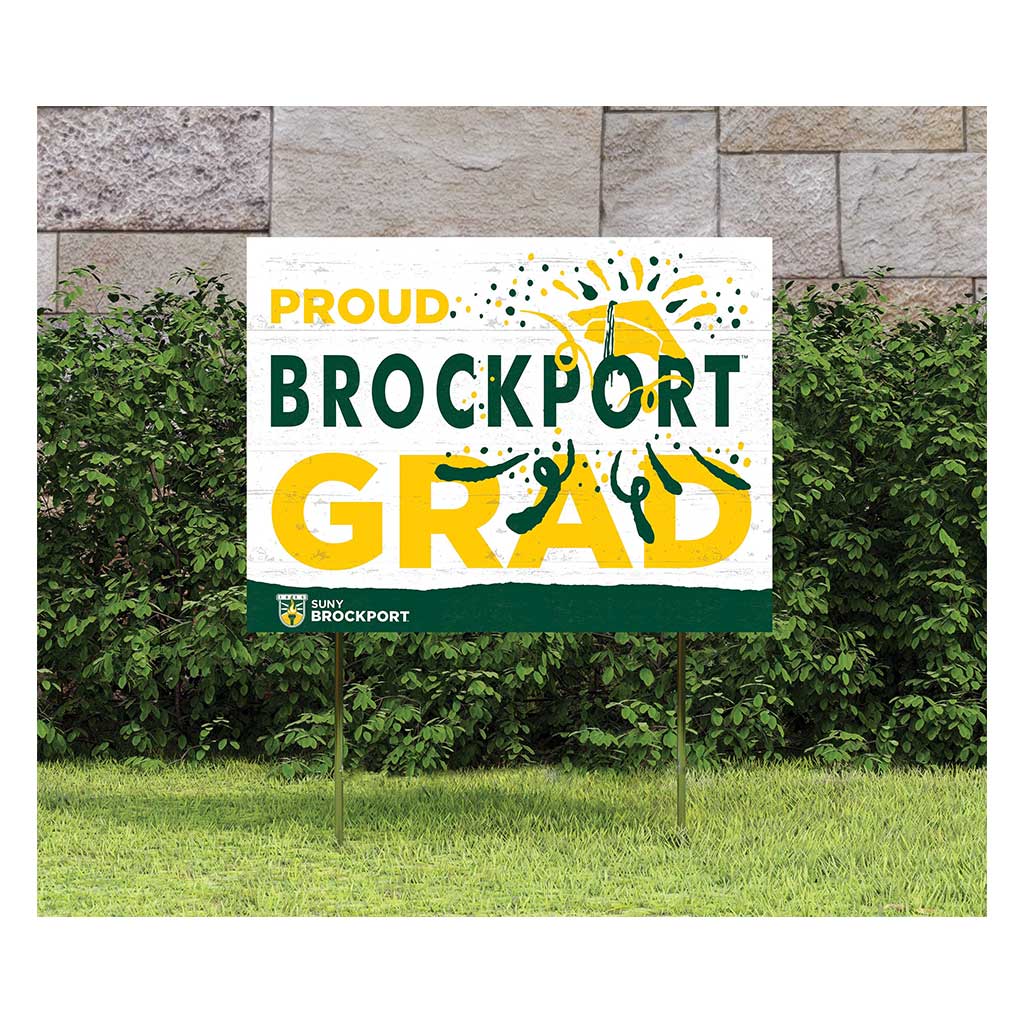 18x24 Lawn Sign Proud Grad With Logo College at SUNY Brockport Golden Eagles