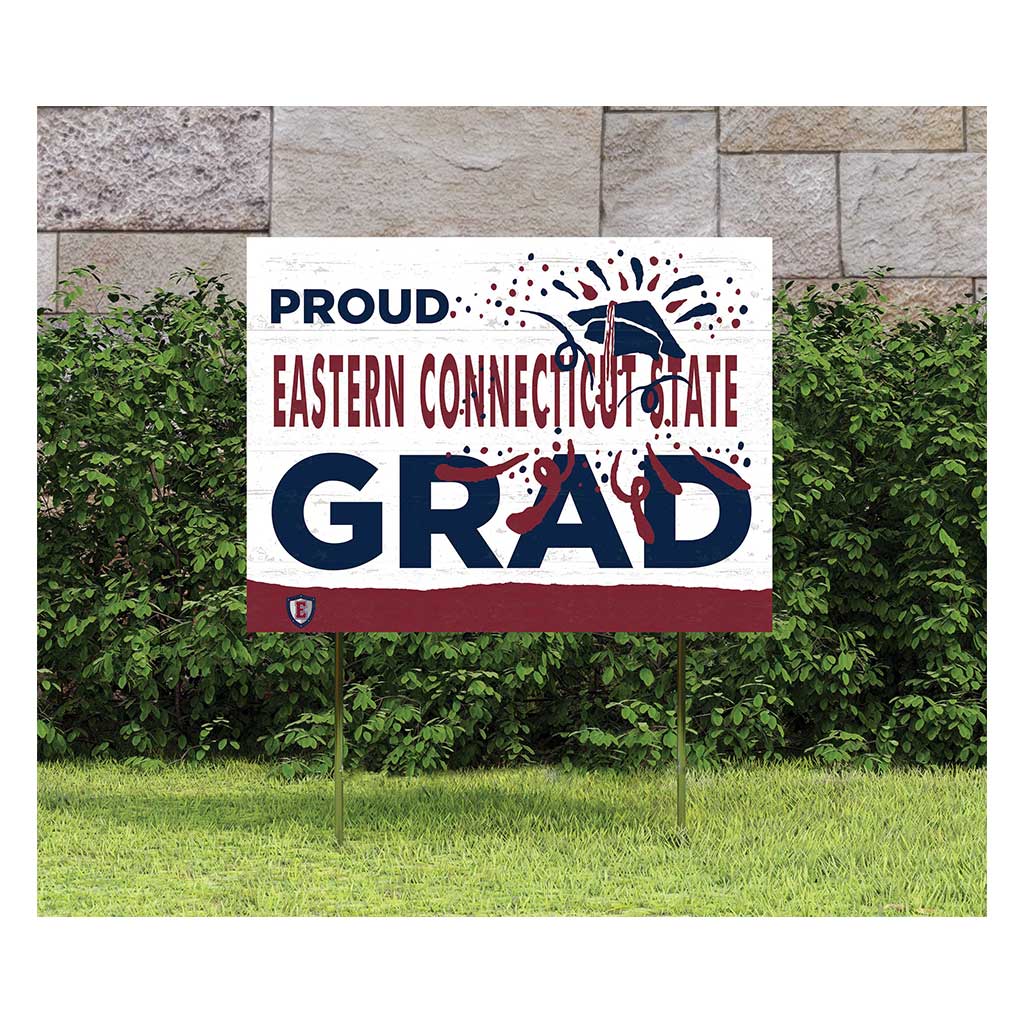 18x24 Lawn Sign Proud Grad With Logo Eastern Connecticut State University Warriors
